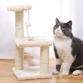 猫タワー キャットタワー 組み立て簡単 3階建て ベージュ P437(猫)