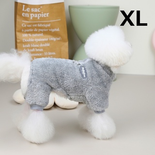 犬服 猫服 ペット服 ふわふわフリース ロンパース XLサイズ グレー(犬)