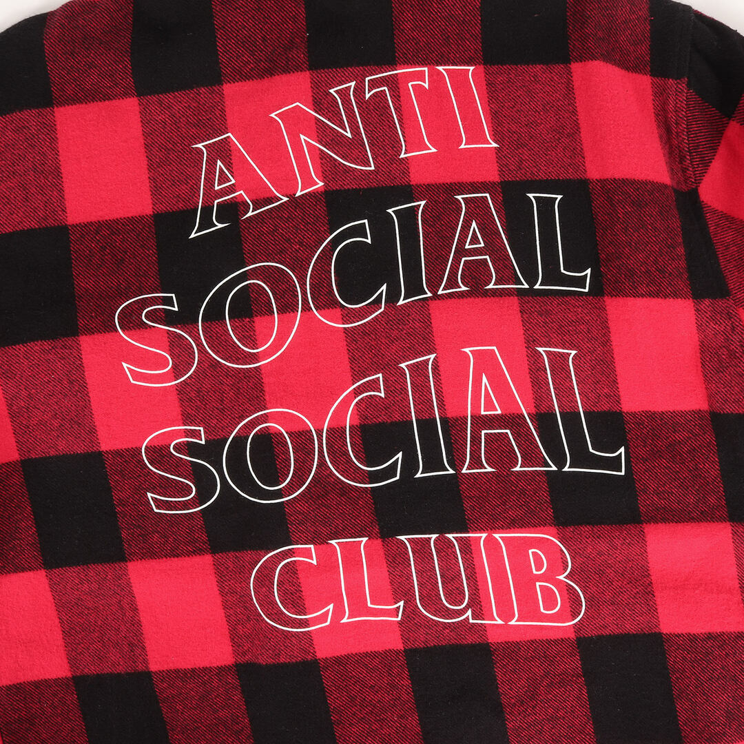 Anti Social Social Club アンチ ソーシャル ソーシャル クラブ シャツ サイズ:M ブランドロゴ バッファローチェック ヘビー  フランネル 長袖 シャツ レッド ブラック USA製 トップス カジュアルシャツ【メンズ】【中古】