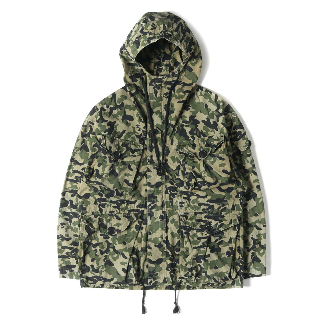 ジャケット/アウターA BATHING APE ア ベイシング エイプ ジャケット サイズ:M 90s 初期モデル 猿迷彩 リップストップ ミリタリーパーカー グリーンカモ 90年代 アーカイブ アウター ブルゾン コート【メンズ】