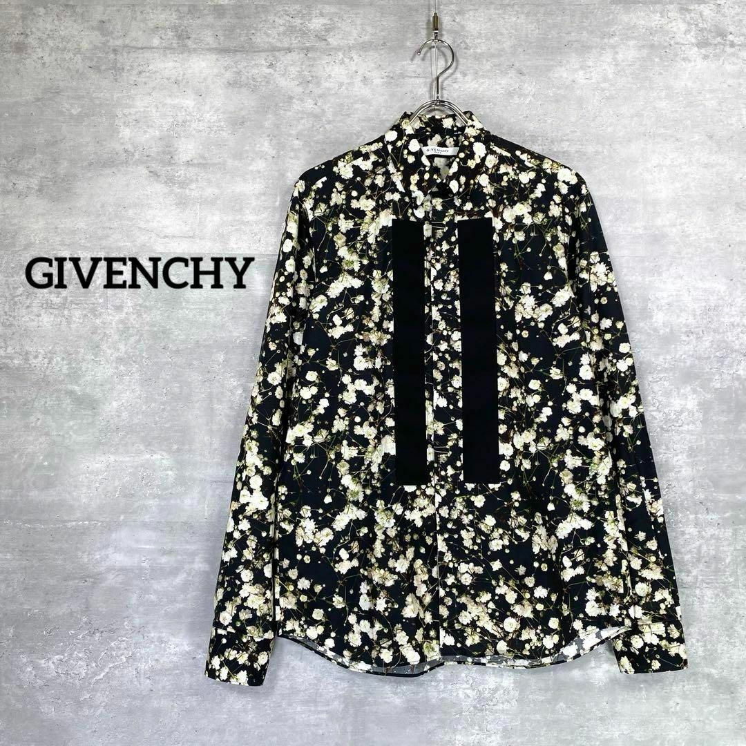 【希少】GIVENCHY ジバンシー　総柄　長袖　ミディアムシャツ　イエロー