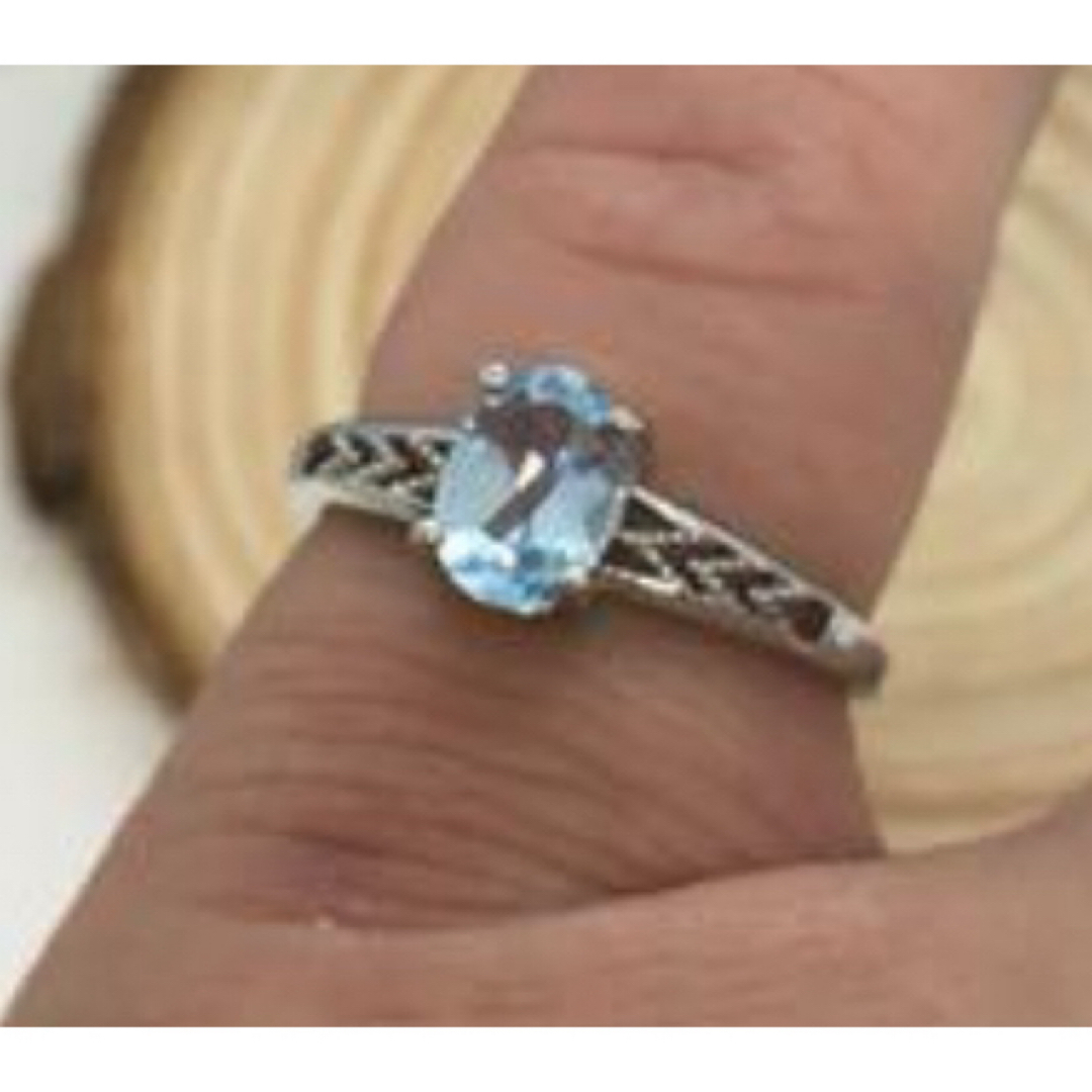 925銀戒子 リング　青いトパ石象嵌 レディースのアクセサリー(リング(指輪))の商品写真