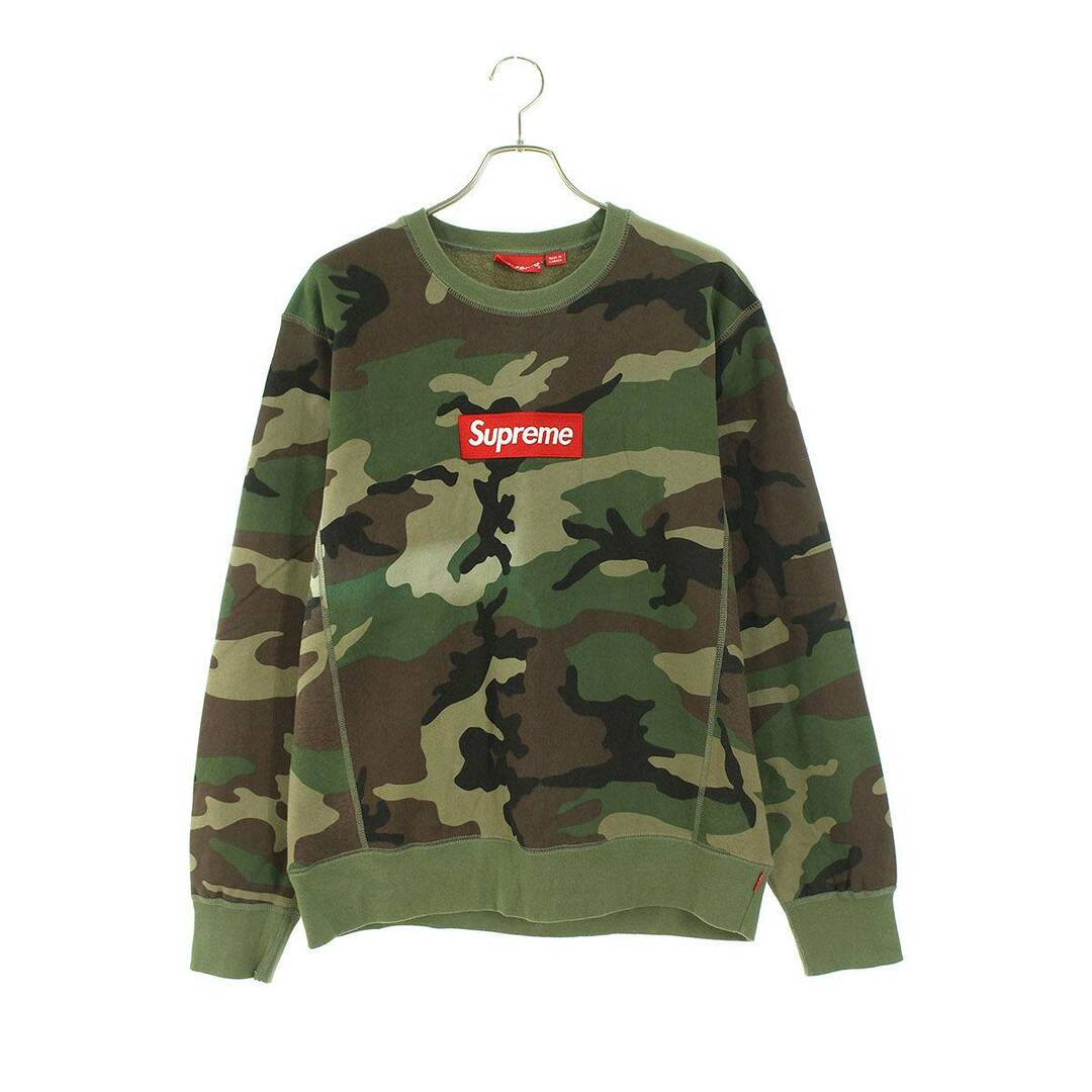 トップスシュプリーム  15AW  Box Logo Crewneck ボックスロゴカモフラ柄クルーネックスウェット メンズ L