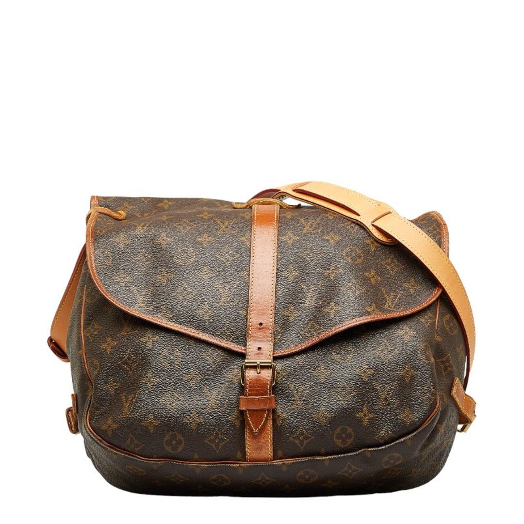 ルイ ヴィトン モノグラム ソミュール35 斜め掛け ショルダーバッグ M42254 PVC レディース LOUIS VUITTON 【228-31921】ベルト金具外側