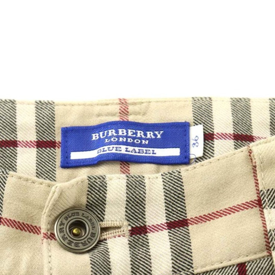 BURBERRY BLUE LABEL(バーバリーブルーレーベル)のバーバリーブルーレーベル パンツ クロップド丈 ノバチェック 36 S ベージュ レディースのパンツ(その他)の商品写真