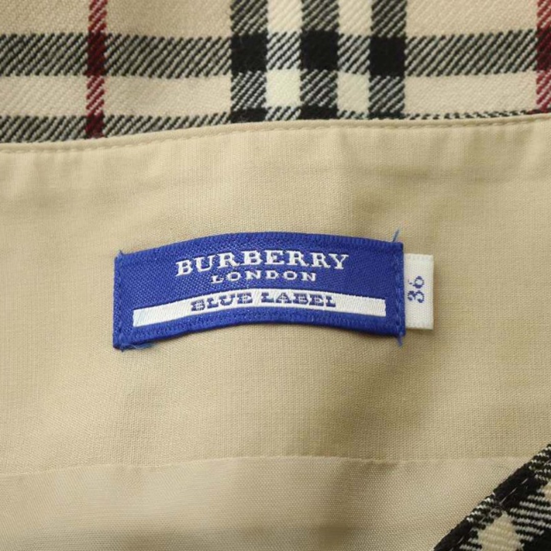 BURBERRY BLUE LABEL(バーバリーブルーレーベル)のバーバリーブルーレーベル フレアスカート ミニ丈 ウール 36 S べージュ レディースのスカート(ミニスカート)の商品写真