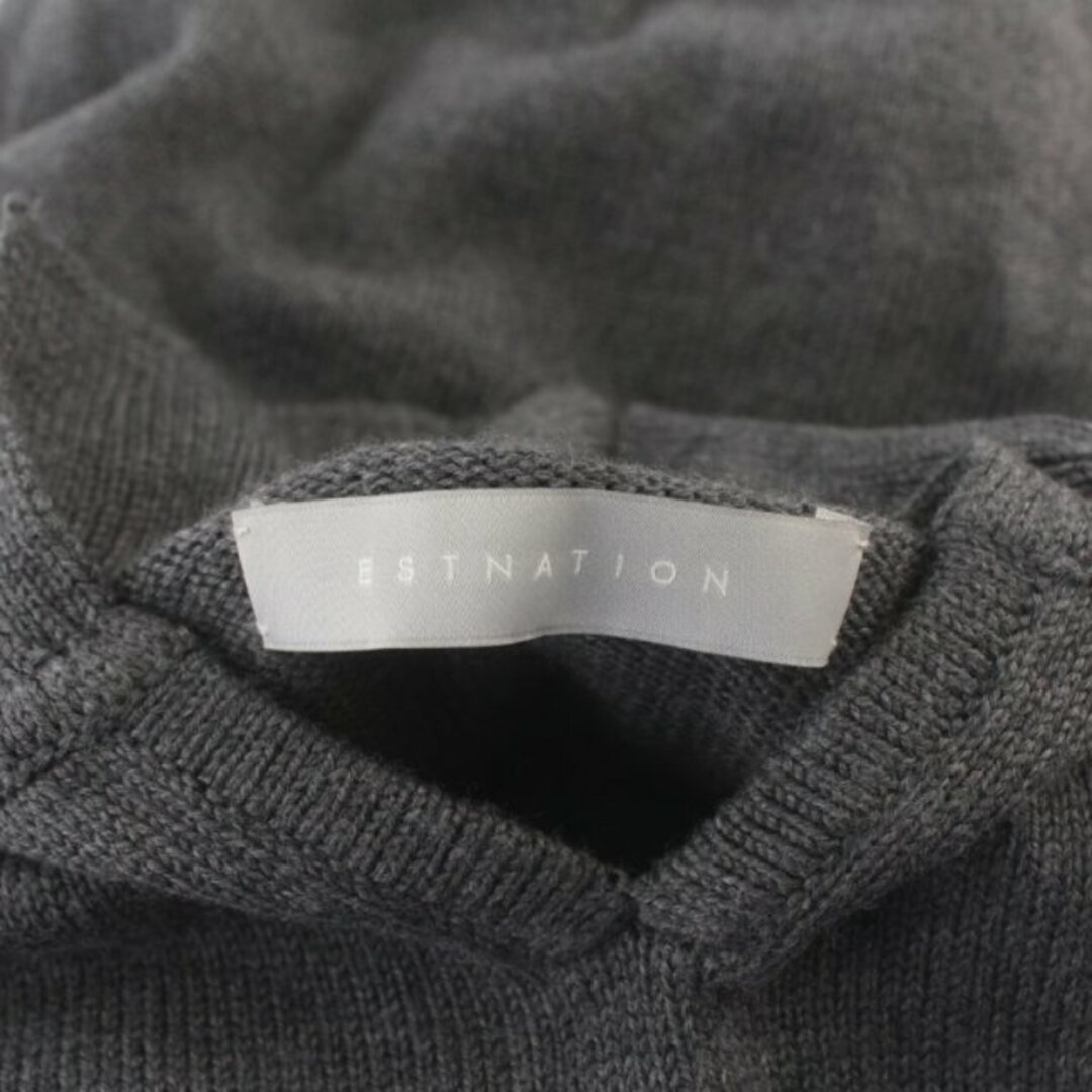 ESTNATION(エストネーション)のエストネーション リブニット セーター スキッパー 長袖 ウール S グレー メンズのトップス(ニット/セーター)の商品写真