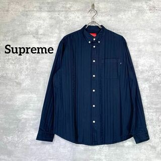 『Supreme』 シュプリーム (L) ロゴストライプ ボタンダウンシャツ