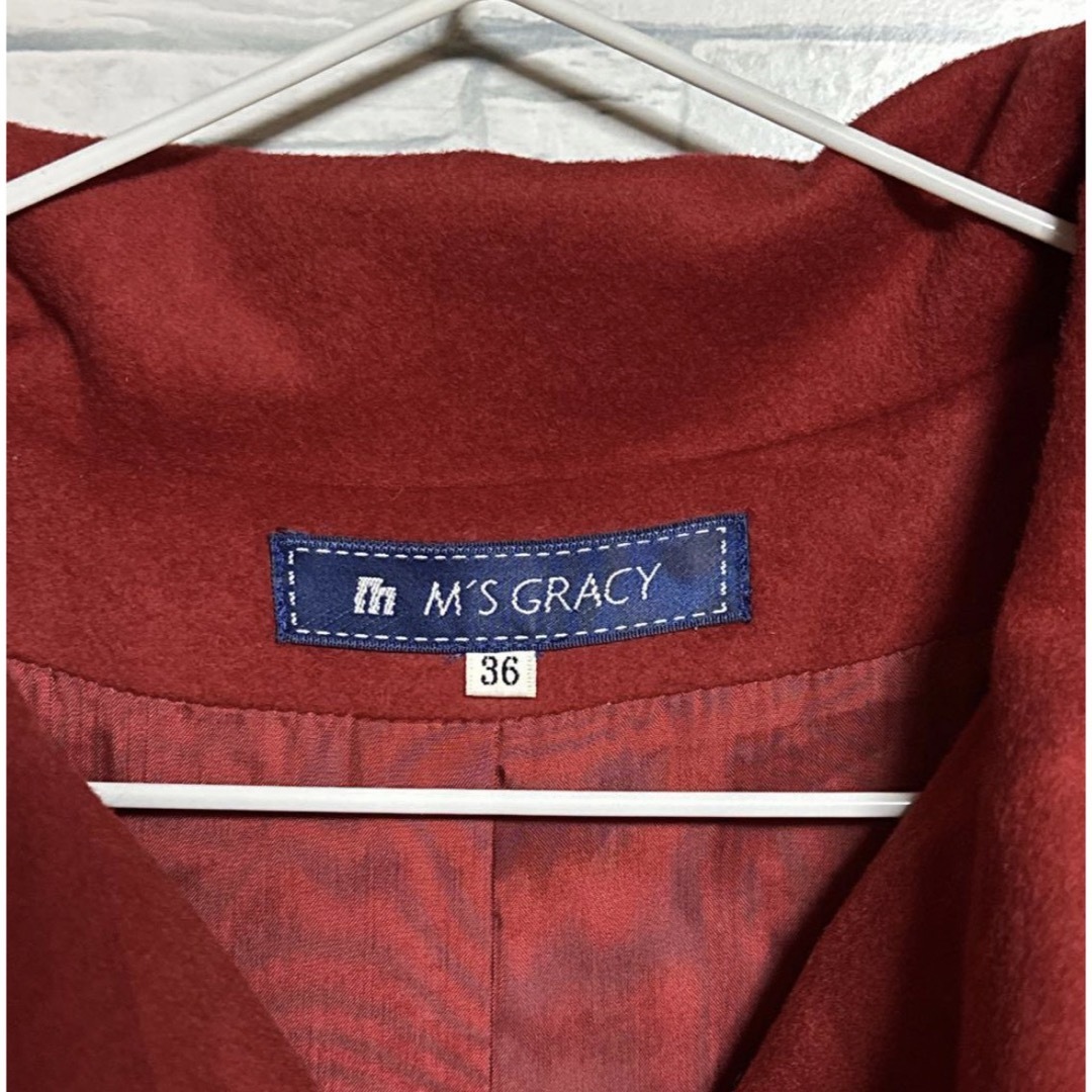 M'S GRACY(エムズグレイシー)のM'S GRACY エムズグレイシー コート レッド 36 S レディースのジャケット/アウター(ポンチョ)の商品写真