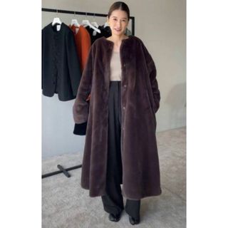 em. エムドット Eco Fur Coat エコファーコート ブラウンの通販 by ら ...