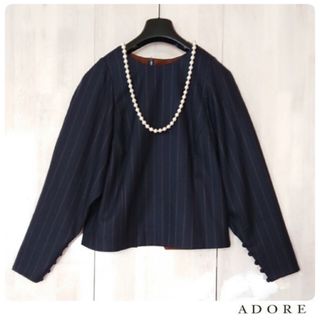 アドーア(ADORE)の◆幻◆希少美品　定価3.5万円 ADORE ウールストライプブラウス　フォーマル(シャツ/ブラウス(長袖/七分))