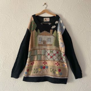 パナマボーイ(PANAMA BOY)のvintageヴィンテージ昭和レトロカントリー古着刺繍ロングニット(ニット/セーター)