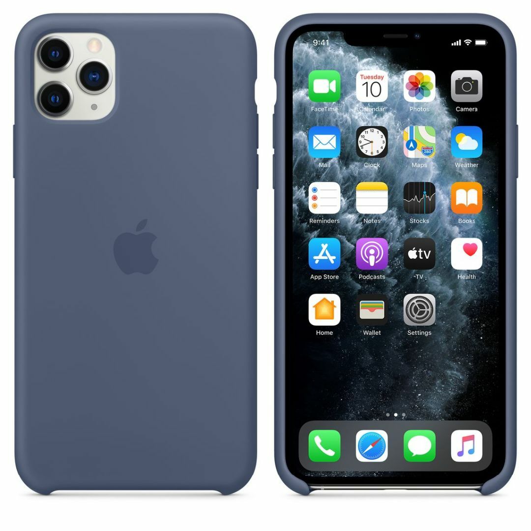 Apple(アップル)の新品2個セットApple純正iPhone11Pro Maxシリコンケース青+赤紫 スマホ/家電/カメラのスマホアクセサリー(iPhoneケース)の商品写真