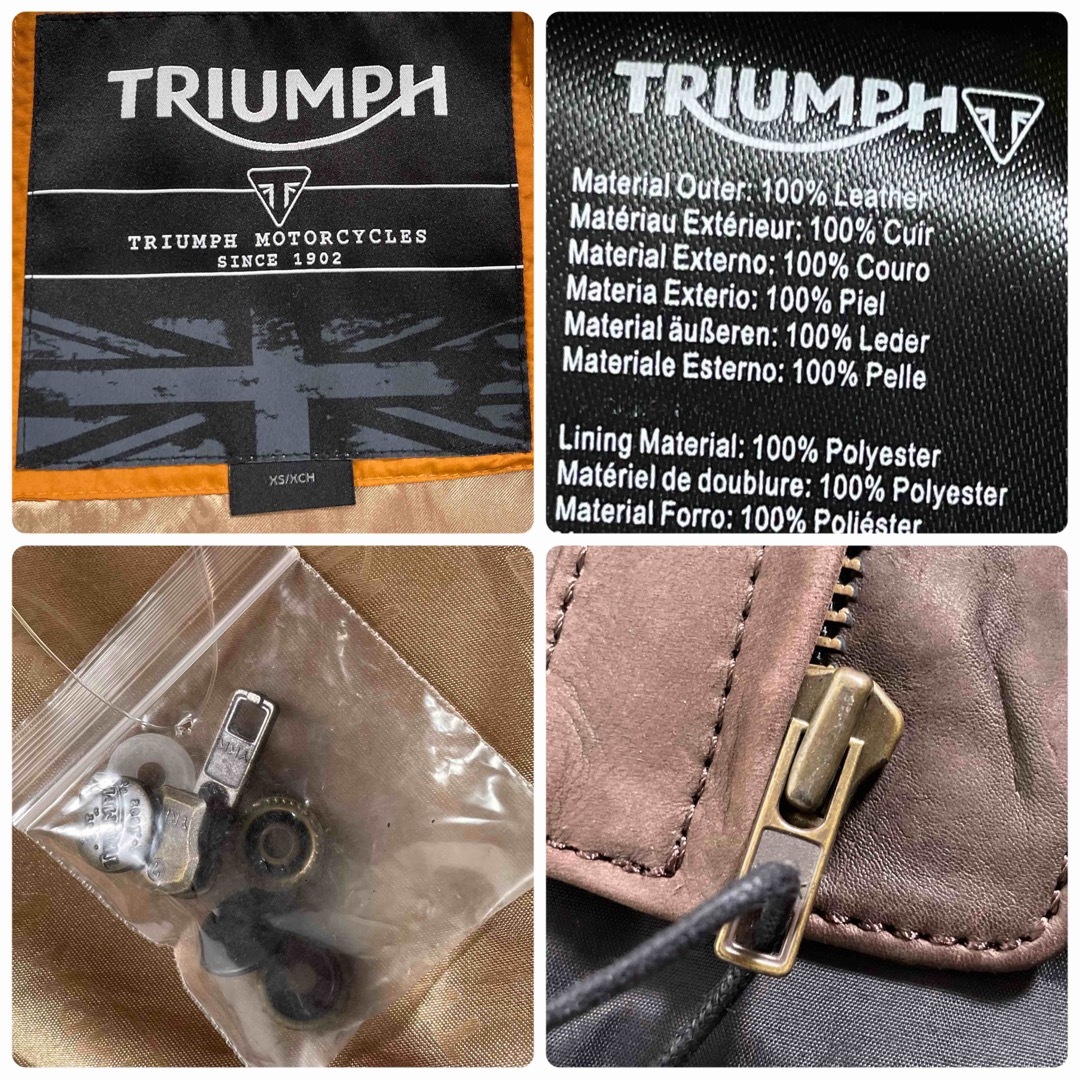 未使用☆TRIUMPH ヌバック レザージャケット ブラウン/XS（S〜M相当）装備/装具