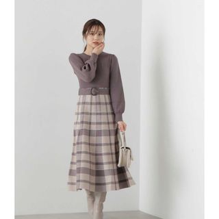 プロポーションボディドレッシング(PROPORTION BODY DRESSING)のプロポーション ラメチェックドッキングニットワンピース(ロングワンピース/マキシワンピース)