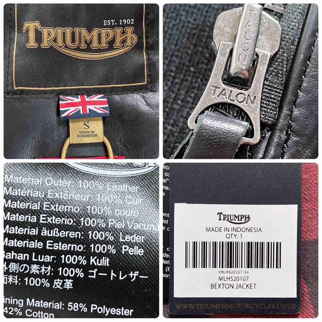 未使用☆TRIUMPH トライアンフ レザーフライトジャケット ブラック/Sバイク