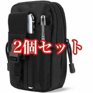 タクティカルポーチ ウエストポーチ 多機能ポーチ iPhone (ブラック)(ウエストポーチ)