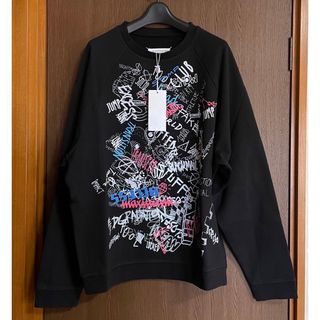 マルタンマルジェラ(Maison Martin Margiela)の黒46新品 メゾン マルジェラ グラフィティ ブラック スウェット シャツ 長袖(スウェット)