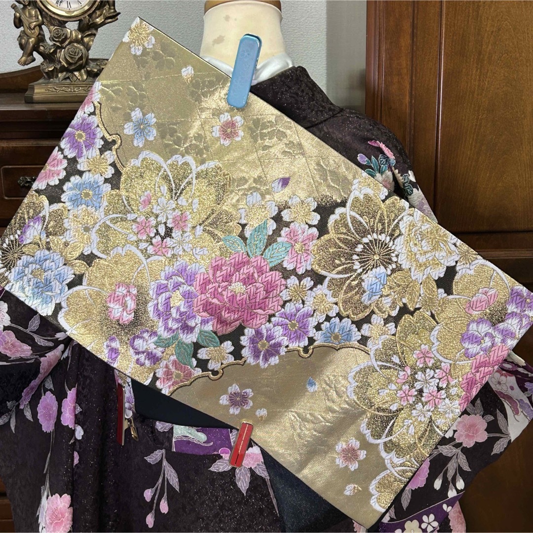 逸品　振袖　長襦袢付き　7点セット【友禅　金駒刺繍　トールサイズ　裄丈70.5】 レディースの水着/浴衣(振袖)の商品写真