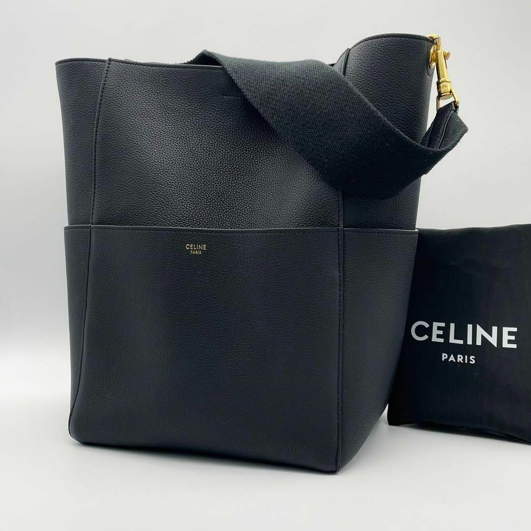 celine(セリーヌ)の【超極美品】CELINE セリーヌ　サングル　バケット　ショルダーバッグ　黒 レディースのバッグ(ショルダーバッグ)の商品写真