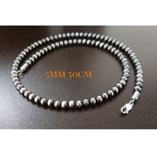 新品※ナバホパール ネックレス 一連 5ミリ 50cm シルバー925   (ネックレス)