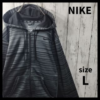 NIKE★ナイキ★メンズパーカー　ボーダー柄　ロゴ入り　フード付き