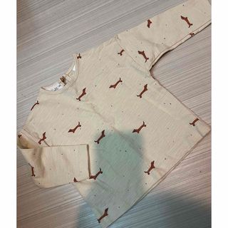 ザラキッズ(ZARA KIDS)の未使用zara baby  ザラ　ダックス　犬柄　カットソー　3-6m(シャツ/カットソー)