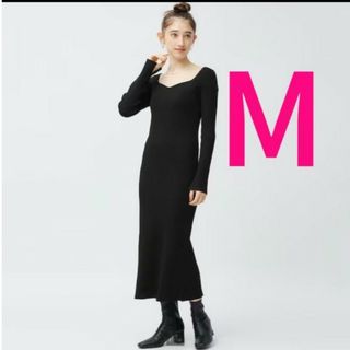 ジーユー(GU)のM　黒　リブニットワンピース　ZARA 　H&M(ロングワンピース/マキシワンピース)