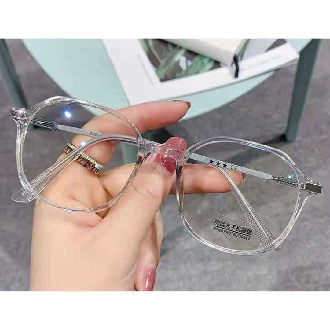 レディース 丸眼鏡 伊達眼鏡 ファッション おしゃれ ライトグレー R517 レディースのファッション小物(サングラス/メガネ)の商品写真