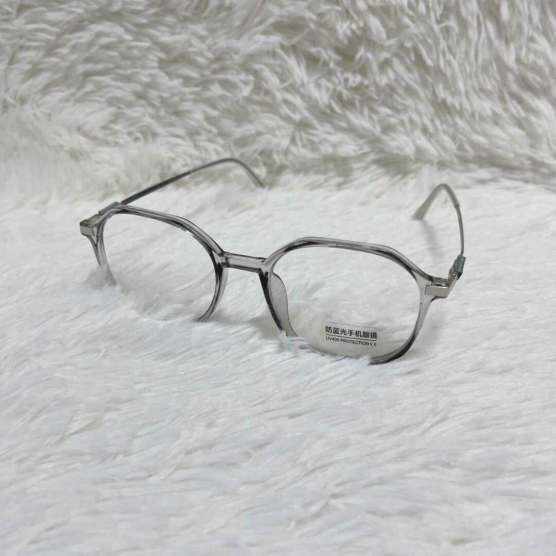 レディース 丸眼鏡 伊達眼鏡 ファッション おしゃれ ライトグレー R517 レディースのファッション小物(サングラス/メガネ)の商品写真