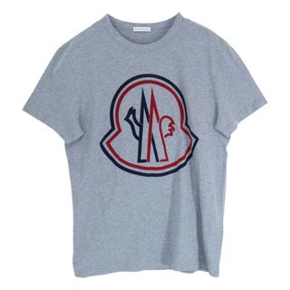 モンクレール(MONCLER)のMONCLER モンクレール F20918C74810 MAGLIA T-SHIRT フロッキー プリント ロゴ Ｔシャツ 半袖  グレー系 M【中古】(Tシャツ/カットソー(半袖/袖なし))