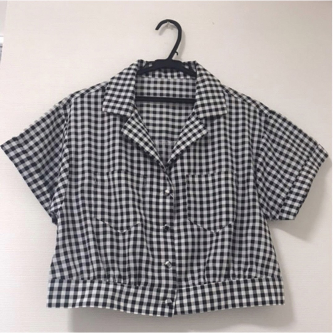 SPINNS(スピンズ)のオープンカラーシャツ　ギンガムチェック レディースのトップス(シャツ/ブラウス(半袖/袖なし))の商品写真