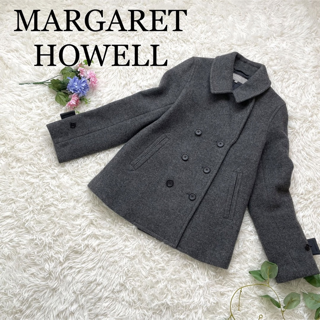 着丈約68cmMARGARET HOWELL マーガレットハウエル ピーコート カシミヤ