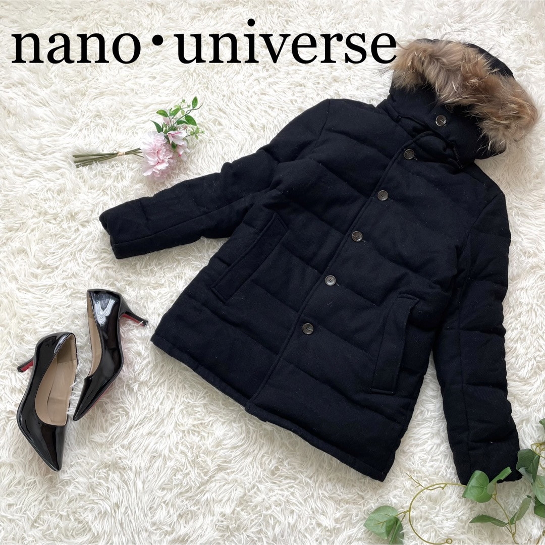 nano・universe(ナノユニバース)の【美品】ナノユニバース　ウールダウンジャケット　フードファー レディースのジャケット/アウター(ダウンコート)の商品写真