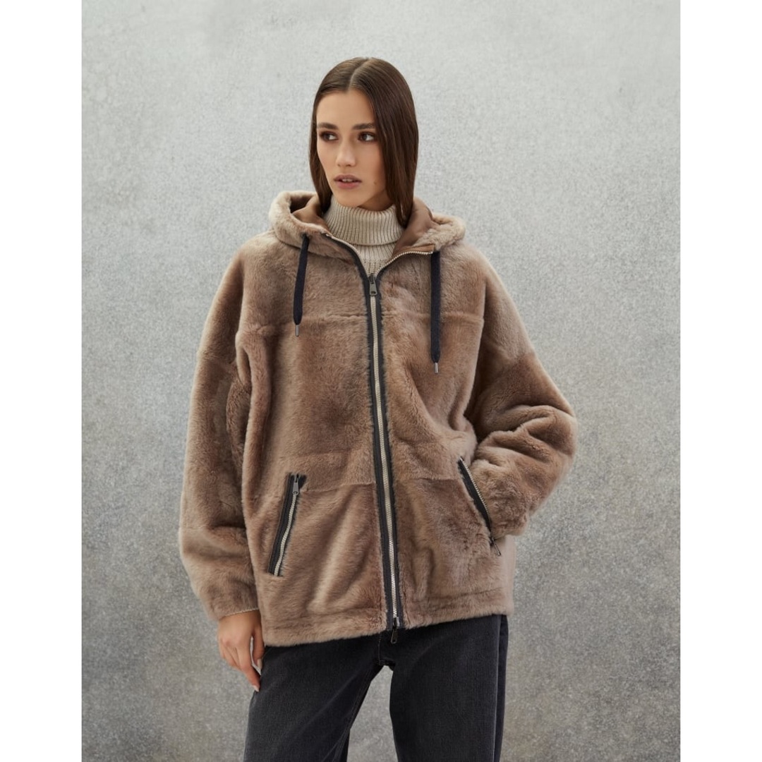 BRUNELLO CUCINELLI - 23FW ブルネロクチネリ ムートン 毛皮 リバーシブル レザージャケット 40