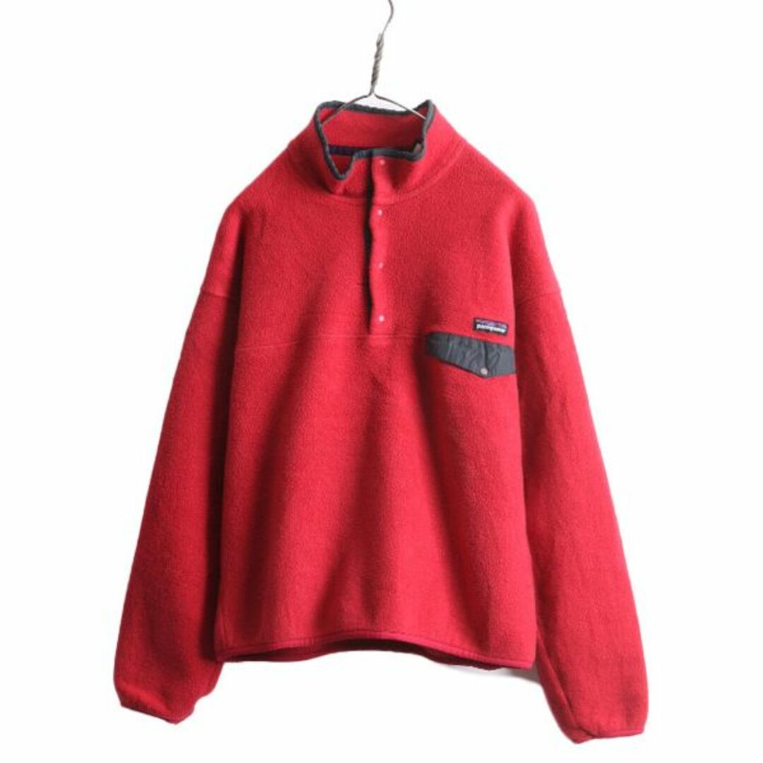 雪なし 90s USA製 パタゴニア フリース スナップT メンズ L Patagonia オールド プルオーバー ジャケット ジャンパー アウトドア  93年製 赤