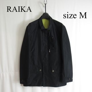 RAIKA 美品 ブラック サテン カバーオール ワークジャケット ブルゾン(カバーオール)