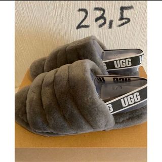 アグ(UGG)のUGG アグ スリッパ フラッフ イヤー スライド　サンダル　チャコール(サンダル)