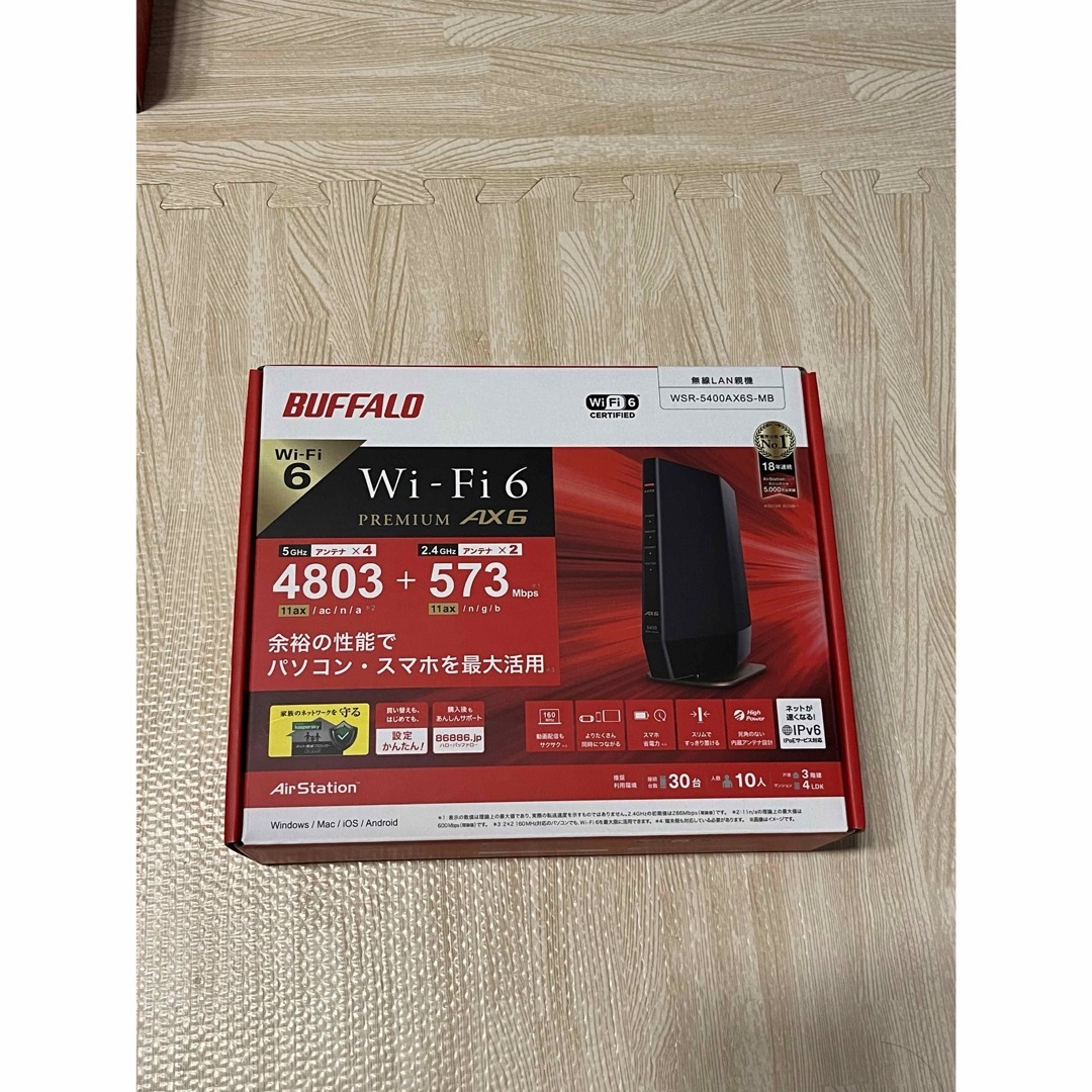 Buffalo(バッファロー)のBUFFALO Wi-Fiルーター WSR-5400AX6S-MB スマホ/家電/カメラのPC/タブレット(PC周辺機器)の商品写真