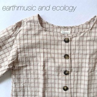 アースミュージックアンドエコロジー(earth music & ecology)のearth music &ecologyノーカラー ボタンダウンブラウス ピンク(シャツ/ブラウス(長袖/七分))