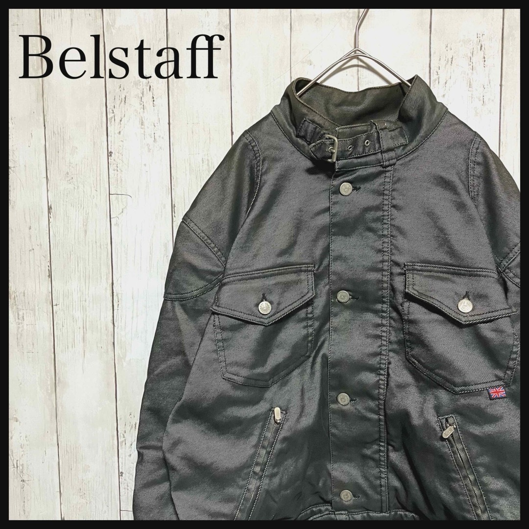 BELSTAFF(ベルスタッフ)のZ1033ベルスタッフ シングルライダースジャケットワンポイントロゴUK メンズのジャケット/アウター(ライダースジャケット)の商品写真