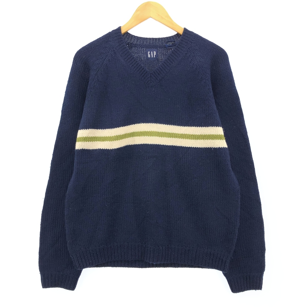 GAP(ギャップ)の古着 ギャップ GAP ライン入り Vネック ウールニットセーター メンズM /eaa399618 メンズのトップス(ニット/セーター)の商品写真