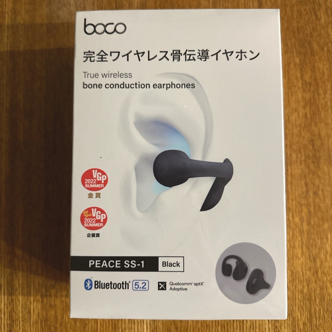 オーディオ機器Boco earphones 骨伝導イヤホン PEACE SS-1 BLACK