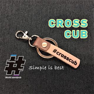 #CROSS CUB 本革ハッシュタグキーホルダー クロスカブ カブ ホンダ(キーホルダー/ストラップ)