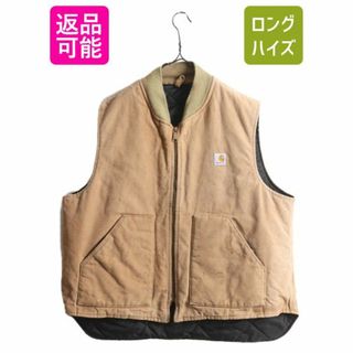 80s USA製 カーハート 中綿 ダック ベスト メンズ XXL / 80年代 ヴィンテージ CARHARTT 中綿 キルティング ライナー フルジップ 重ね着 茶(ベスト)