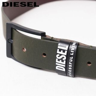 ディーゼル(DIESEL)の新品 DIESEL ディーゼル レザー ロゴループベルト カーキ 95(ベルト)