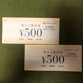 ハイディ日高の株主優待券 500円×2枚とキャラクターピックいずれか一つのセット(その他)