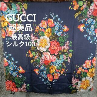 グッチ(Gucci)の2400超美品　グッチ　スカーフ　ストール　厚手　大判　花柄　ボタニカル　シルク(バンダナ/スカーフ)
