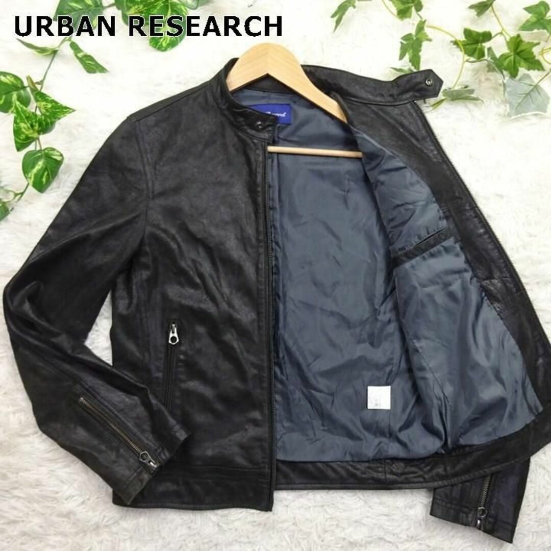 URBAN RESEARCH(アーバンリサーチ)のアーバンリサーチ　ゴートレザー　シングルライダース　40　ブラック メンズのジャケット/アウター(ライダースジャケット)の商品写真