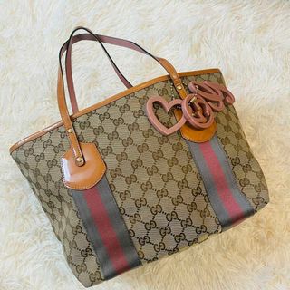 グッチ(Gucci)の美品＊GUCCI ハンドトートバッグ GG シェリーライン キャンバス(トートバッグ)